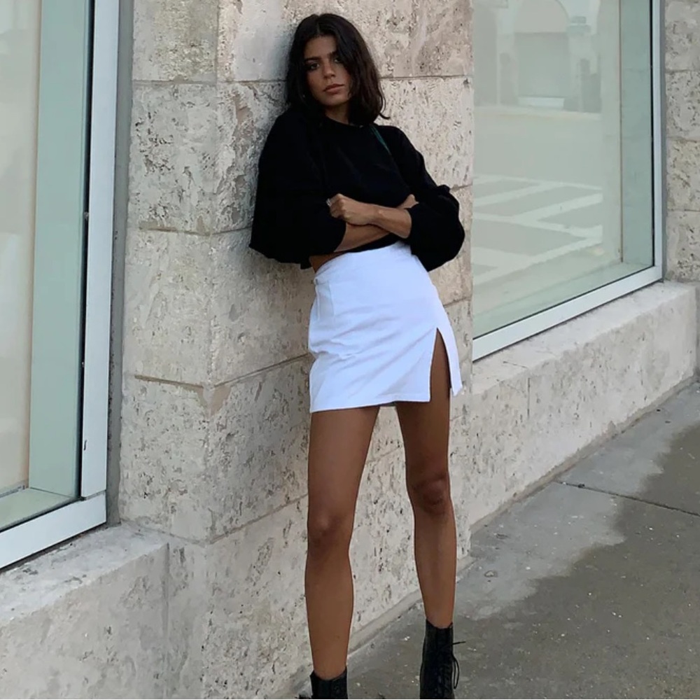White mini skirt